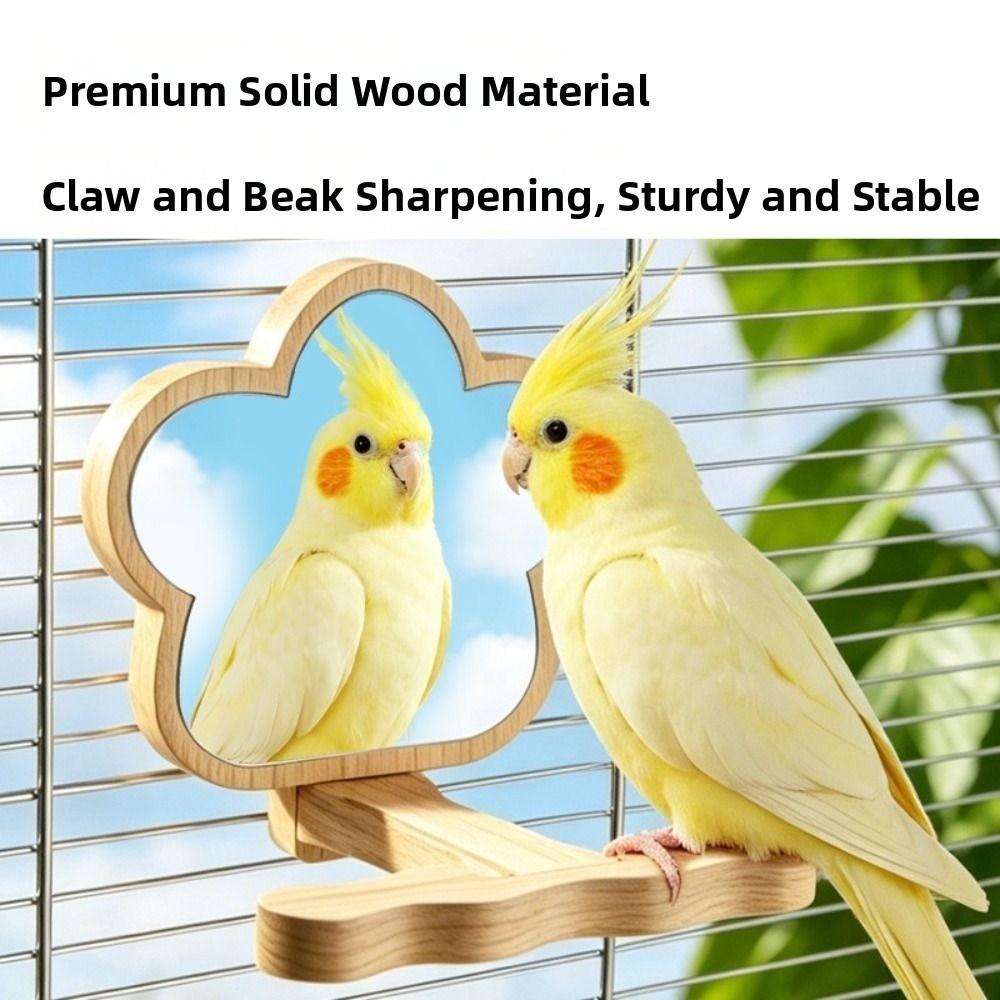 Chew-Proof Construction Wood Bird Training Stand Hanging Parrot Play Rack Small Medium Animals