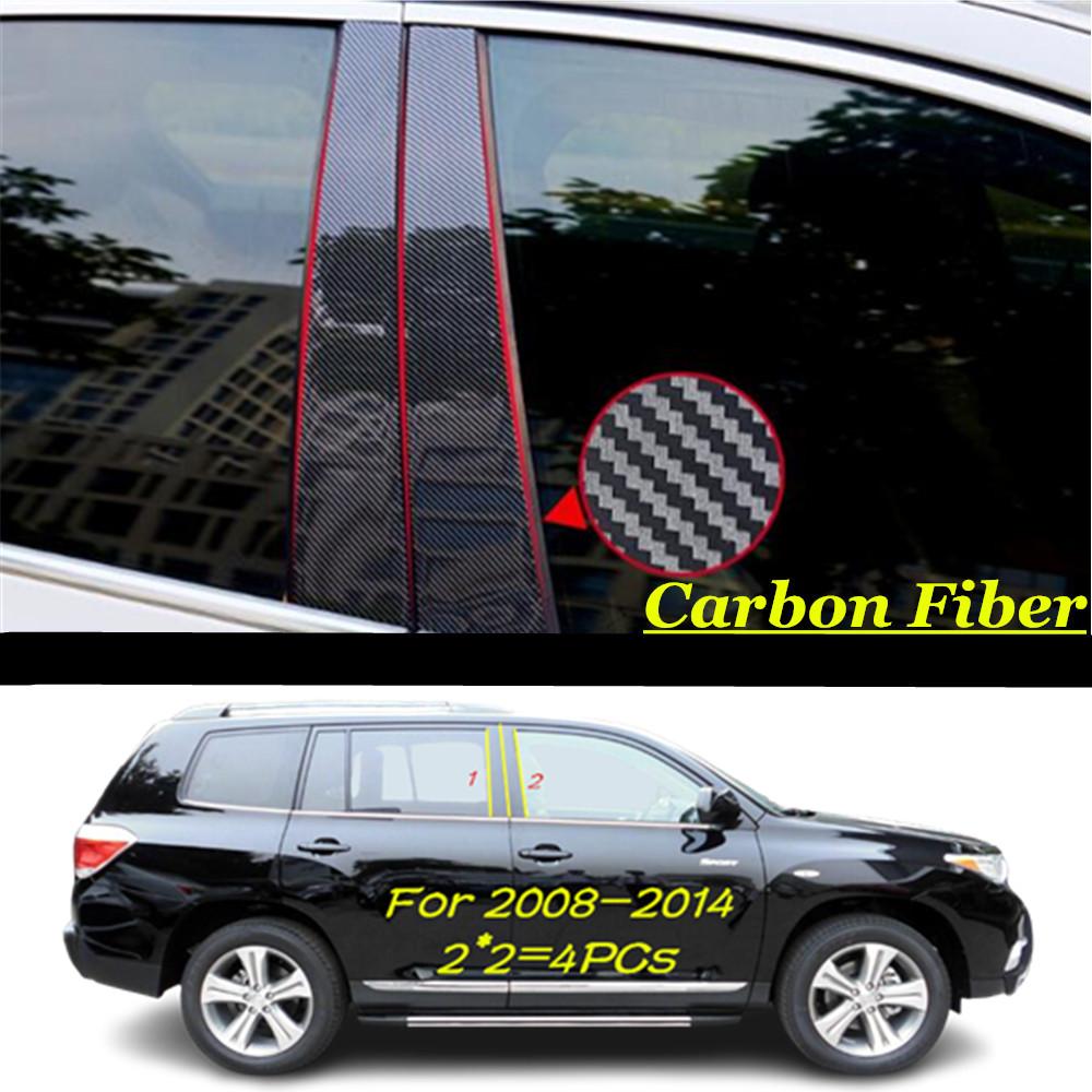 For Toyota Highlander Kluger 2008-2015-2018--2024 Car PC Material Pillar Post Cover Door Trim Window Molding Sticker Plate