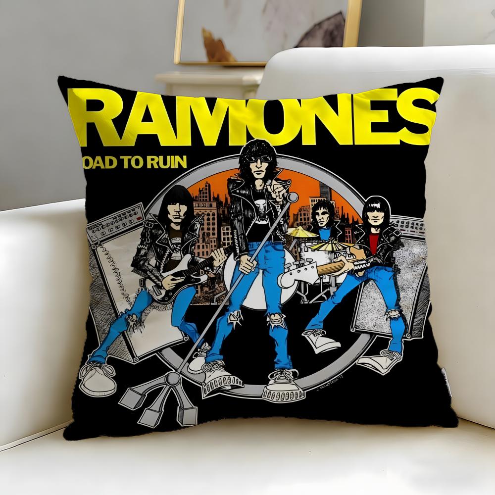 classic band Ramones Cushion Cover Soft & Easy-Wash Pillow Case – Versatile for Couch, Bed, Travel and Office