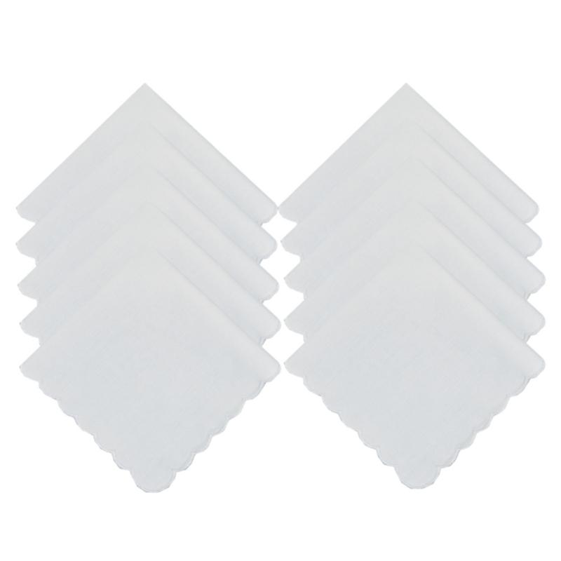 5/10Pieces White Embroidered Edge Cotton Handkerchiefs Soft Absorbent Reusable for Gym Office and Daily Use
