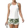 Women’s Two Piece Tankini Swimsuit Set with Sleeveless Top and Printed Shorts Athletic Swimwear for Beach Pool