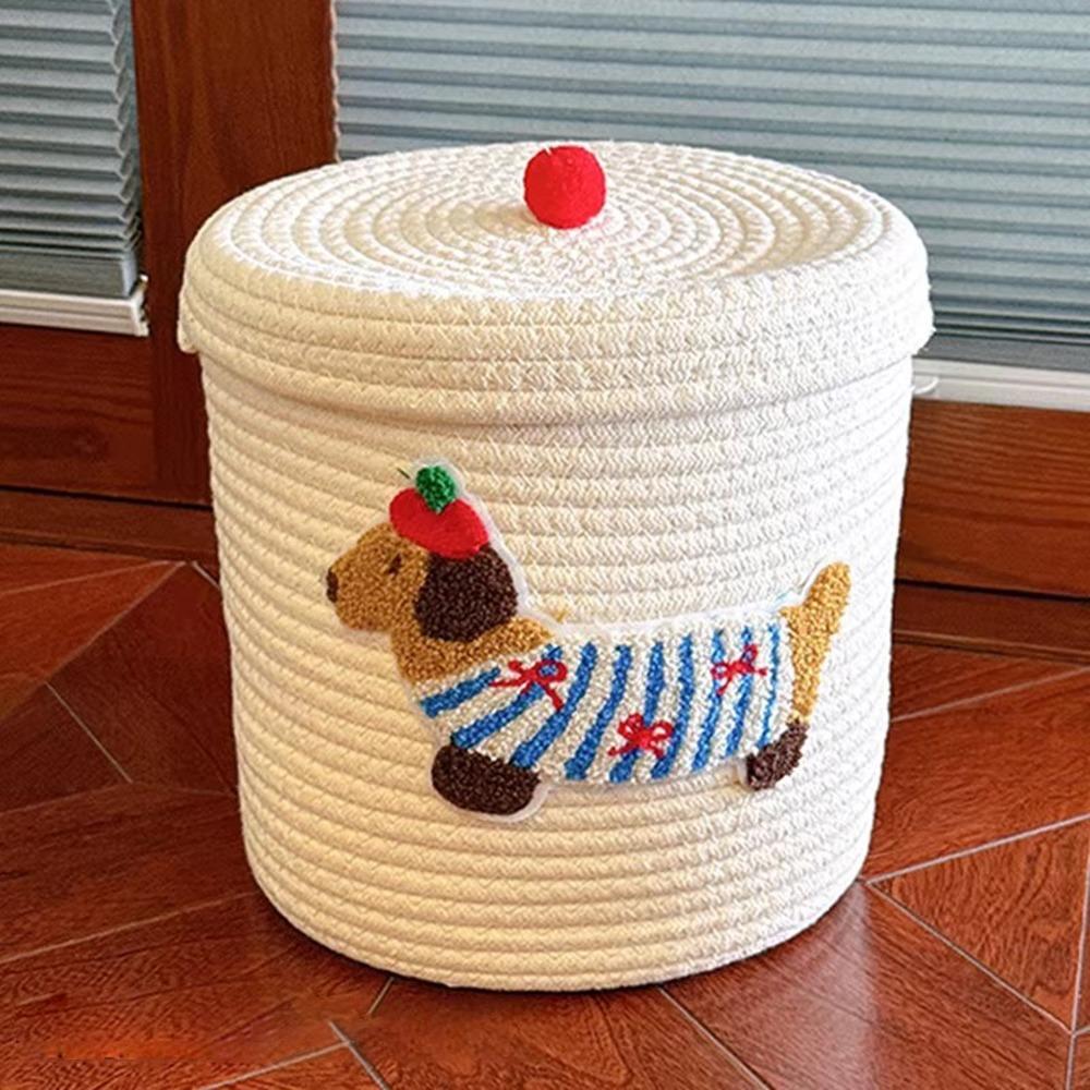 

Dustproof Storage Basket With Lid Large Capacity Home Organization Basket Woven Storage Basket L-Style 2
