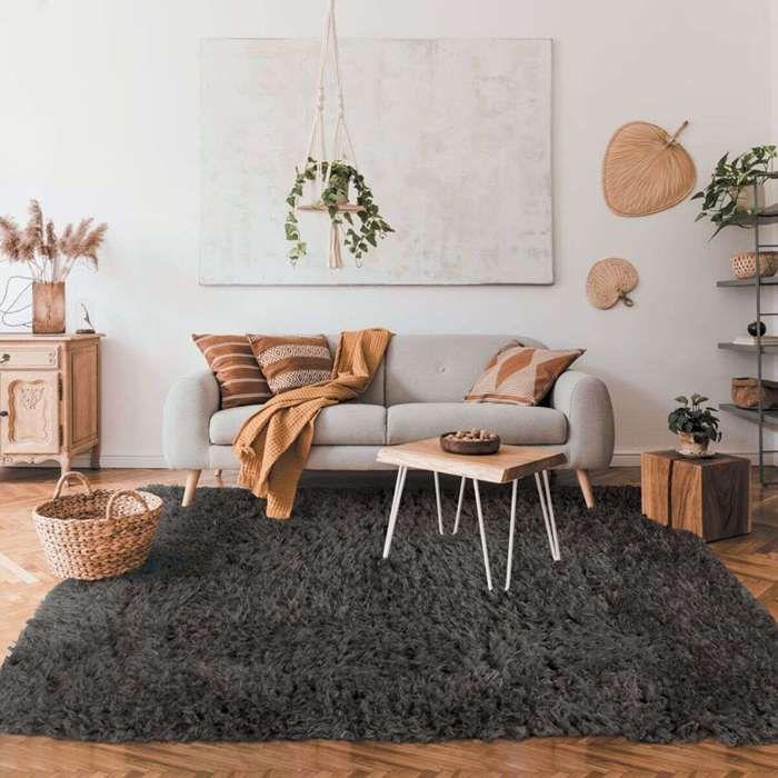 Tapis salon tout doux imitation fourrure gris foncé 160x230