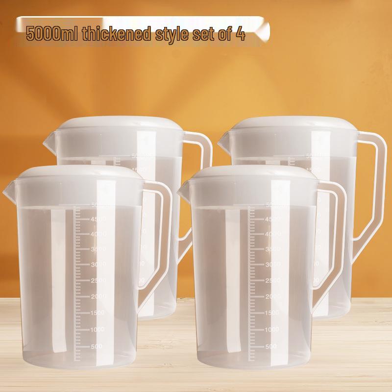 Large Capacity 5L Cold Water Pitcher, High Temperature Resistant, with Measuring Scale – Ideal for Milk Tea Shops and Tea Brewing.