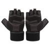 BOODUN Halvfingerhandskar Hjortskinnsgloves med handledsband för Sport Fitness Träning(M )