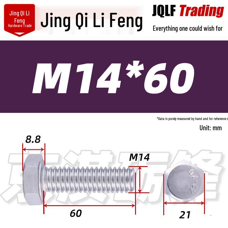 201 Stainless Steel Hex Head Full Thread Bolt: Wear & Corrosion Resistant, M4-M14 for Aerospace Machinery