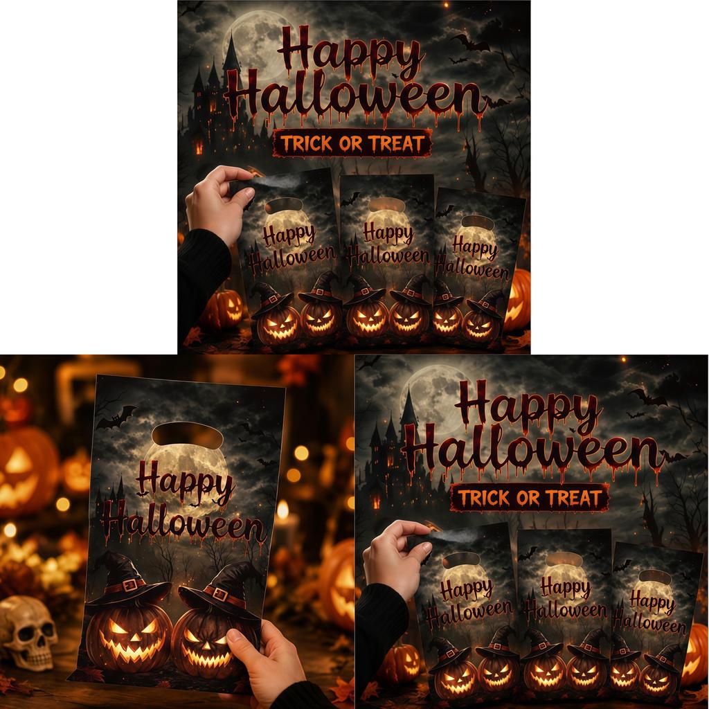 Halloween Pumpkin Candy Bags With Glitter Film For Childrens Trick Or Treat Parties