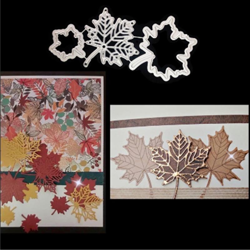 Three Maple Leaves Metal Stencil Embossing Cutting Dies for Diy Scrapbooking Paper Card Embossing Craft Decor