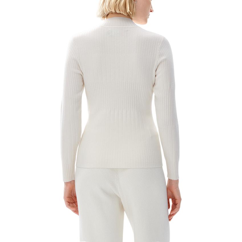 FILA White Special Series Solid Color Knitted Long Sleeve Crew Neck Sweater Women sweater F11W247403F-IV