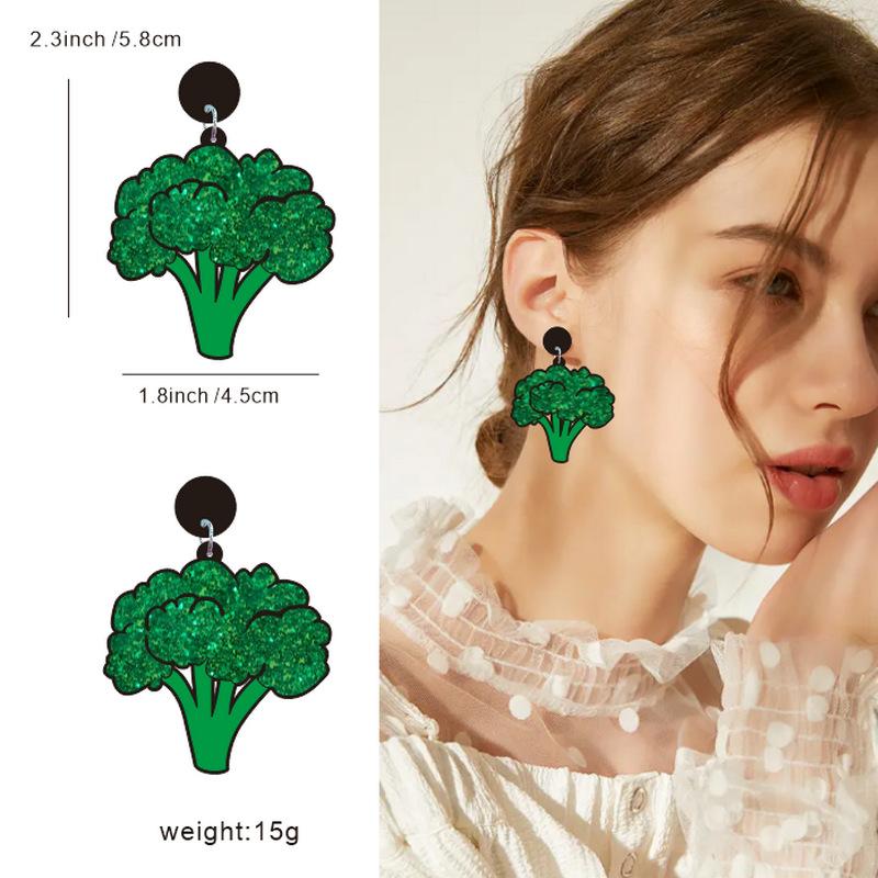 Trendy Funny Fruit Vegetables Acrylic Women's Drop Earrings Cute Strawberry Watermelon Lemon Cherry Dangle Earring Party Jewelry