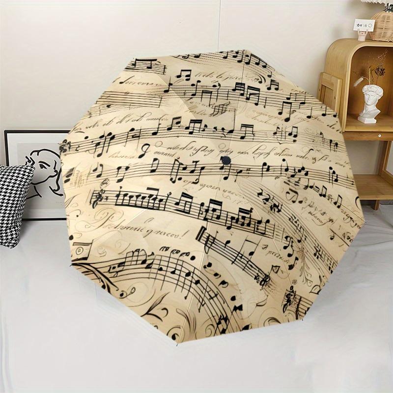 8-Rib Music Note Folding Umbrella | Automatic Opening, Durable Pongee Cloth, Ideal for Outdoor and for Family Travel In All Se