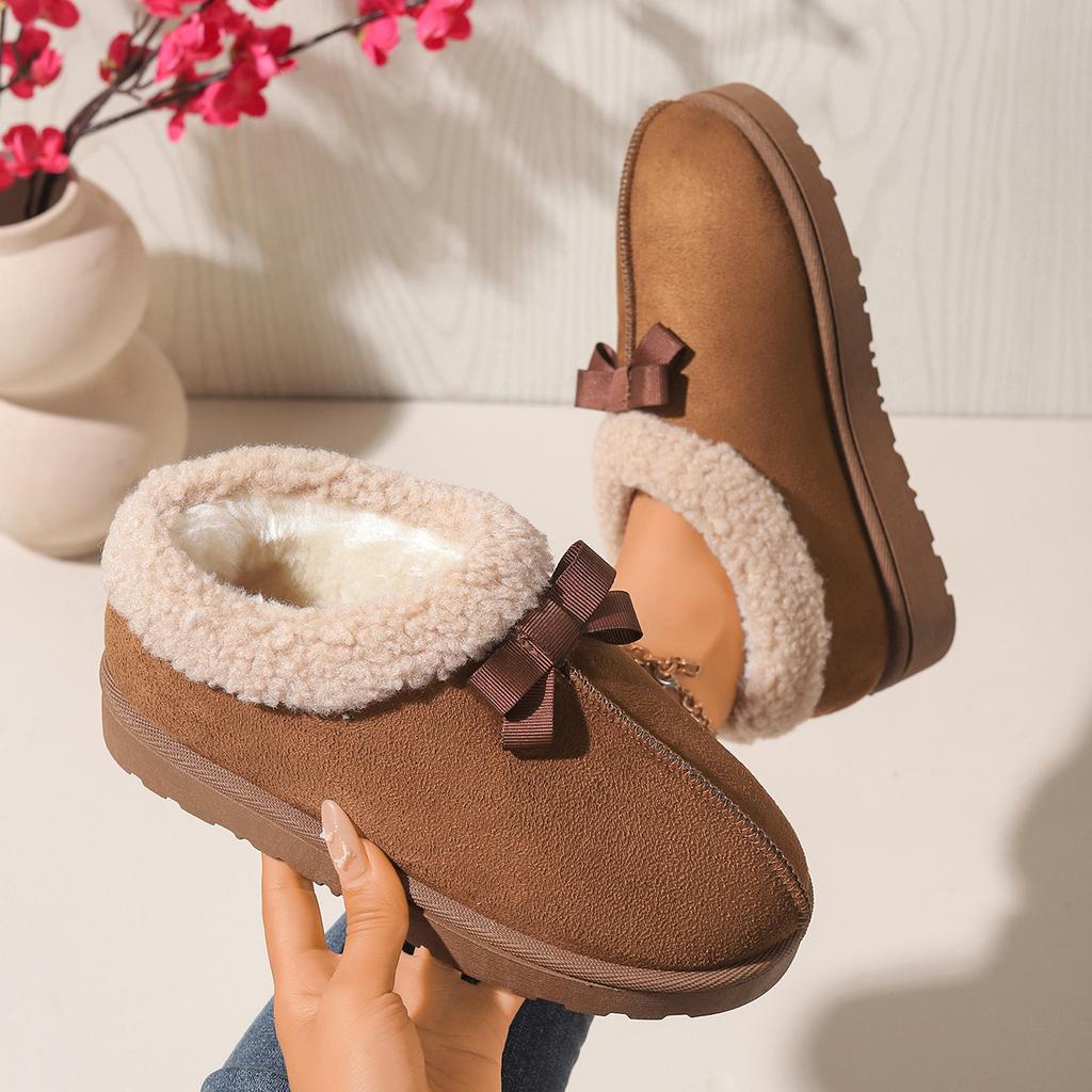 Fashion Flat Bottom Cotton Shoes for Women Winter Casual Slip On Snow Boots Solid Comfortable Padded Warm Female Outside Short Botines