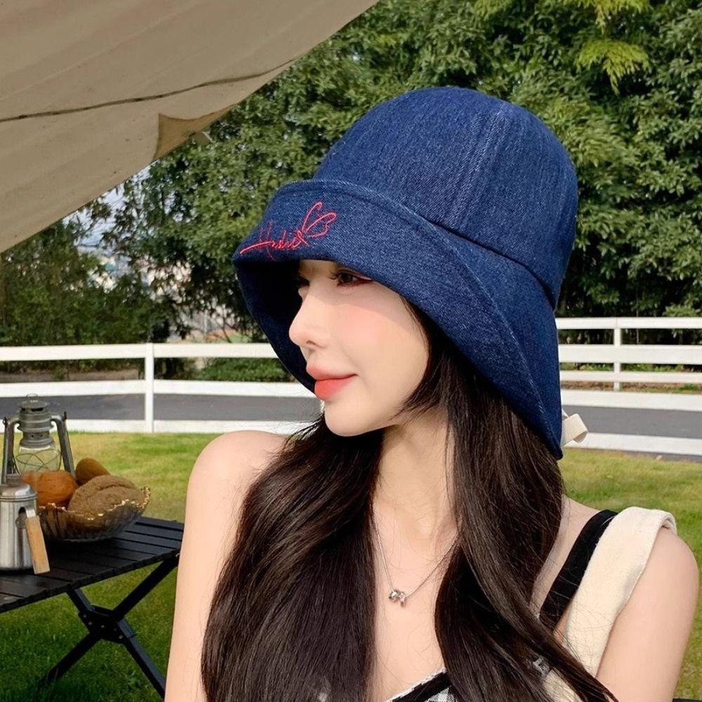 Love Embroidery Fisherman's Hat Foldable Bucket Hat Trendy Sun Hat  Women