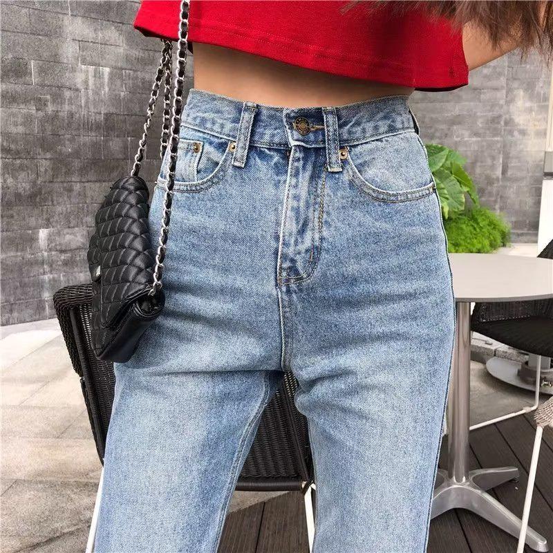 Retro Hong Kong Style High-Waisted Flared Denim Pants - Women's Slim Fit for Spring & Autumn