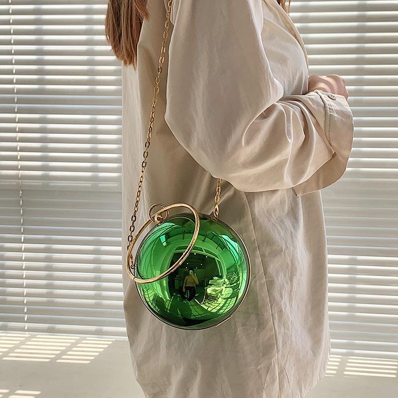 Luxus Damen Runde Ball Abendtasche 2024 Mode Glatte Helle Oberfläche Clutch Tasche Damen Umhängetasche Party Kette Handtasche Geldbörse