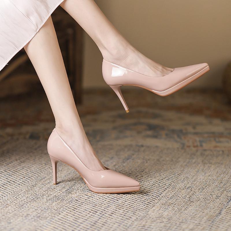 88-Waterproof Table High Heels Women's Autumn New Single Shoes Women's Pointed Thin Heels Shallow High Heels