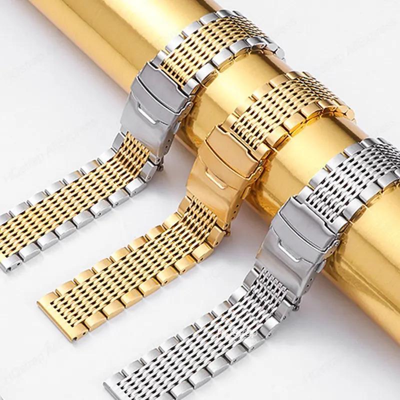 Correa de Metal Sólido 18mm 20mm 22mm 24mm Pulsera de Acero Inoxidable Correa Universal para Samsung Watch 4/5/3 Correa para Seiko Pulsera