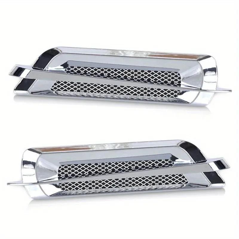 Universal 2Pcs Chrome Car SUV Air Flow Fender Side Vent Decoration Sticker