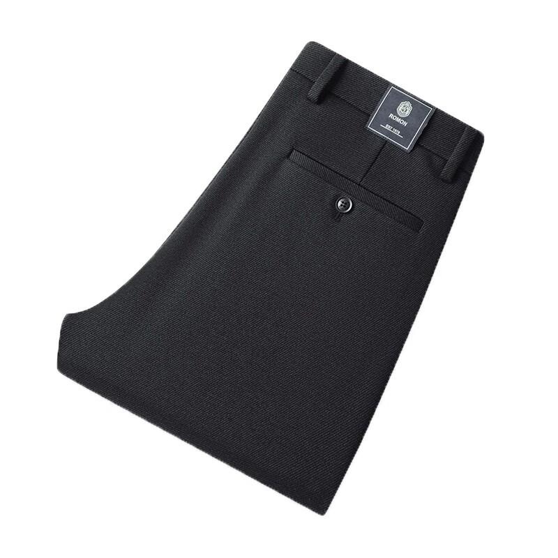 ROMON Men's Premium Wool Casual Pants High Elasticity Business Casual Trousers Autumn Winter New Mid-Age