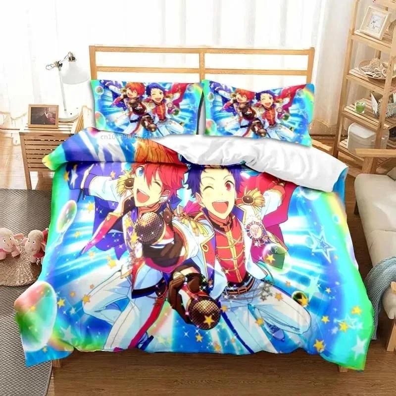3D Anime Rockband Ensemble Stars Ganzjahres-Einzelbettwäsche-Set 3-teiliges Bettdecken-Set Bettbezug Doppel-King Bettdeckenbezug