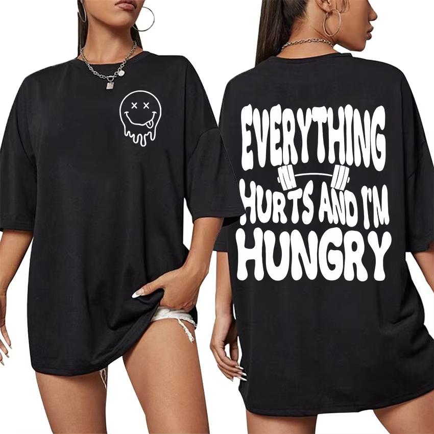 Sei Glücklich Hebe Schwer Lustig Fitnessstudio Gewichtheben Grafik T-Shirts Unisex Damen Freizeit Mode Baumwolle Beliebte T-Shirts Süße Kleidung T-Shirts