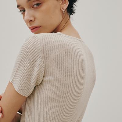 ODER Long Slit Linen Pullover - Sand Beige