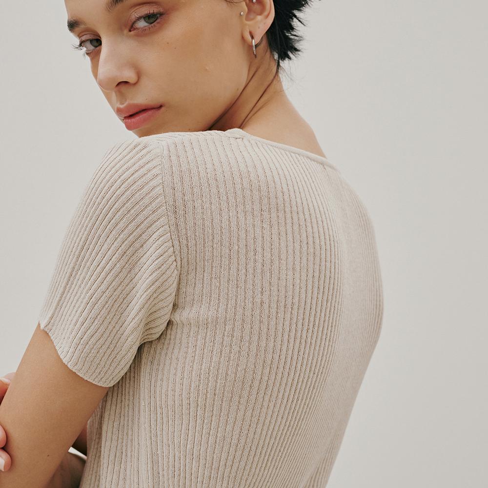 Odier Long Slit Linen Pullover - Sand Beige Sand Beige/One