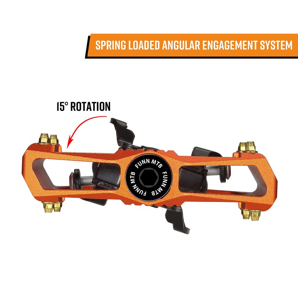 Funn Ripper Bicycle Pedals SPD Compatible Mountain Bike Pedals AES System Suitable for Mountain BMX Gravel and More - Dual-Sided - Spring-Loaded -