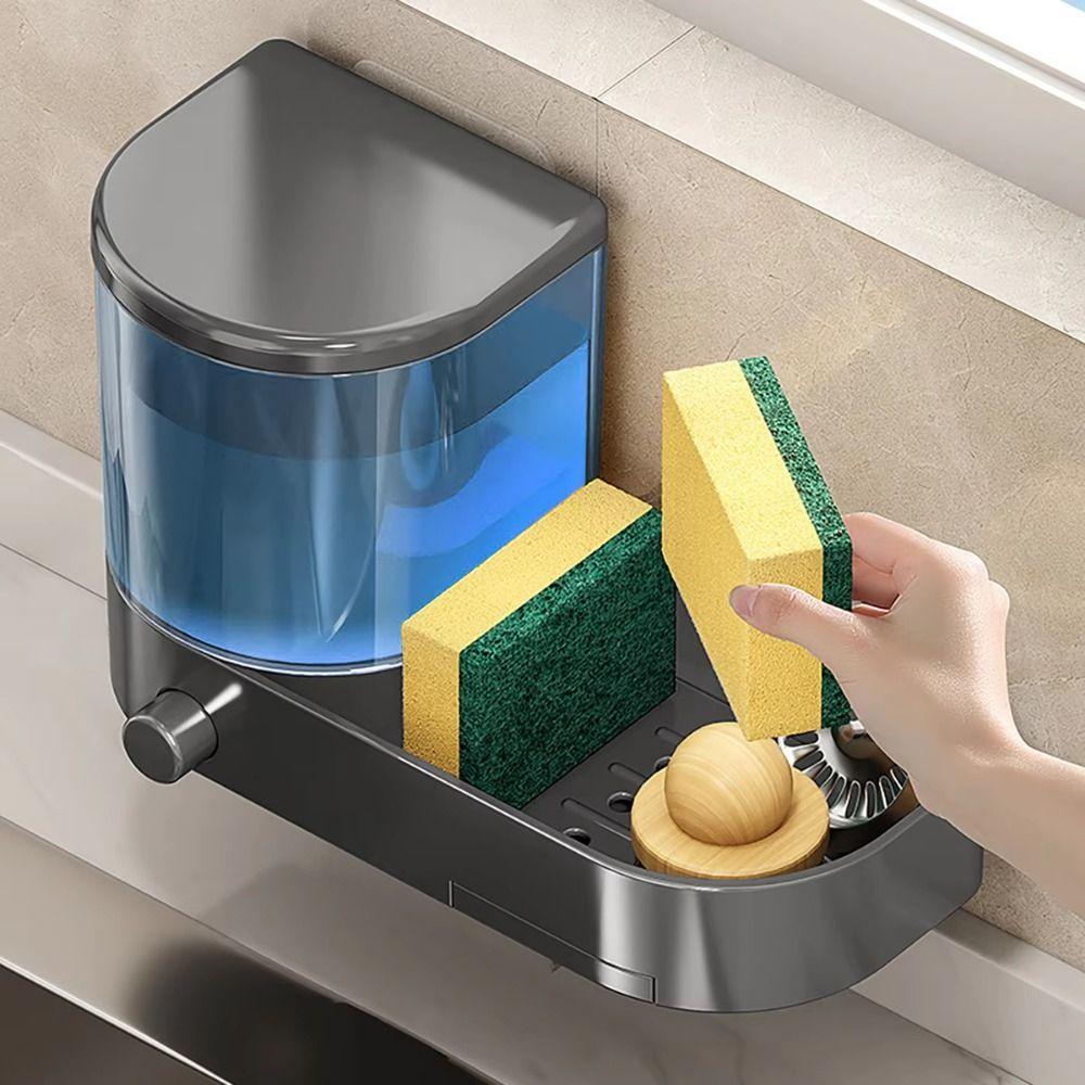 with Sponges Holder Wall Mounted Soap Dispenser Large Capacity Hand Soap Jar  Bathroom