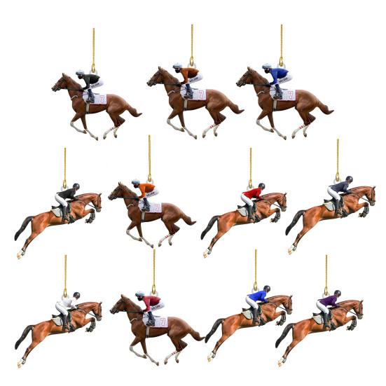 Yousheng 2Pcs Christmas Ornament Acrylic Riding Design Christmas Tree Pendant Holiday Home Decor Car Interior Decoration