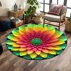 Colorful Gradient Flower Mandala Design Print Round Rug, Living Room, Bedroom, Playroom Carpet, Non Slip Floor Mat, Gift