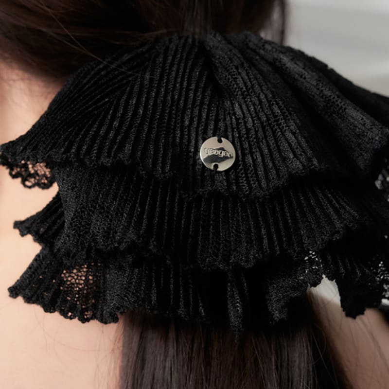 geegee black lace pleats scrunchie - L size