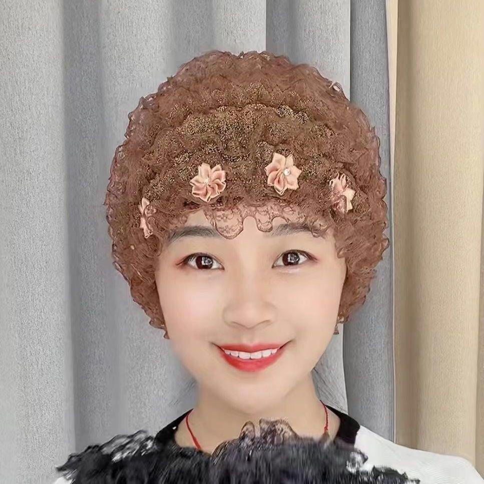 2025 Four Seasons Lace Hat: Windproof White Head Cover with Small Flowers