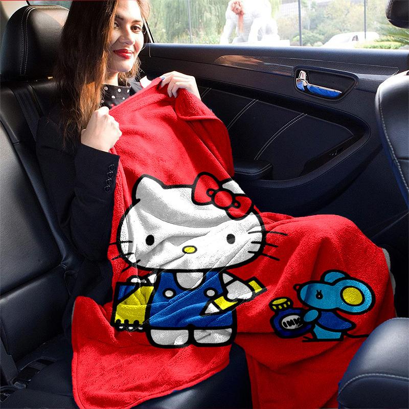 1pc. Hello Kitty & Blue Mouse Design Blanket - Home Office Outdoor Gift Suitable for All Seasonsz041729
