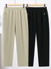 Mom's High-Waisted Summer Ice Silk Casual Pants - Plus Size Straight-Leg Style for Middle-Aged and Elderly.