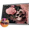 5D DIY Full Round Drill Diamond Painting Skulls Pink Roses Kit Home Decor50x60cm