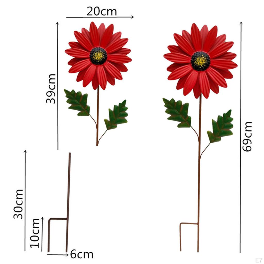 Vertical Metal Wind Stake Art Decor Flower Sculpture for Garden Farmhouse Yard Outdoor Decoration