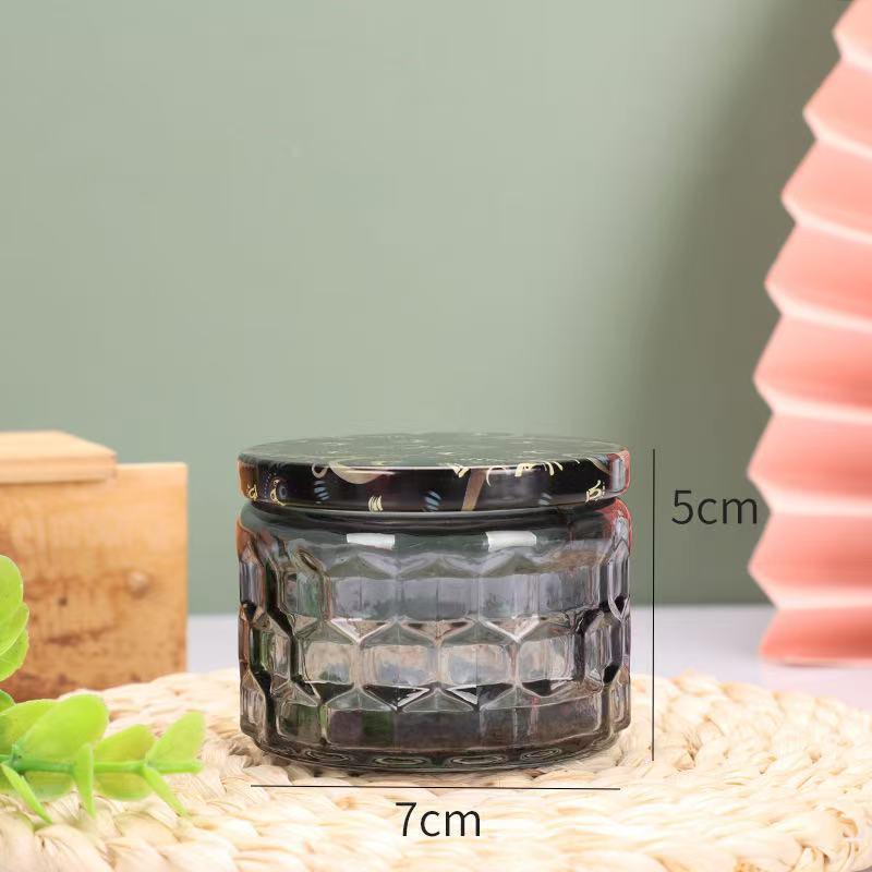 Embossed Glass Jar: DIY Flameless Scented Candle Cup with Colored Pattern