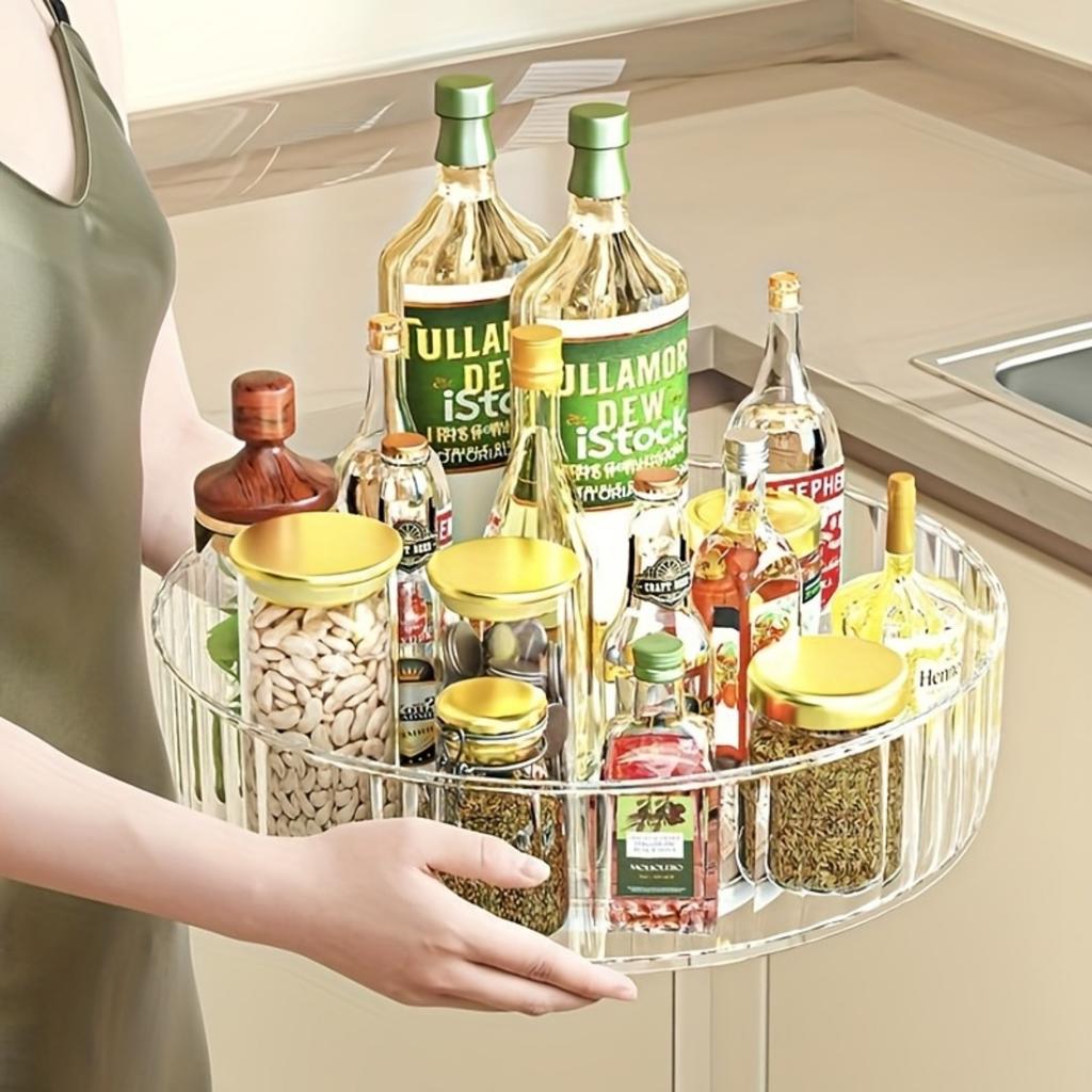 1pc 11inch Rotatable Multifunctional Lazy Susan Spice Rack, Condiment Rack, Rotating Seasoning Rack.