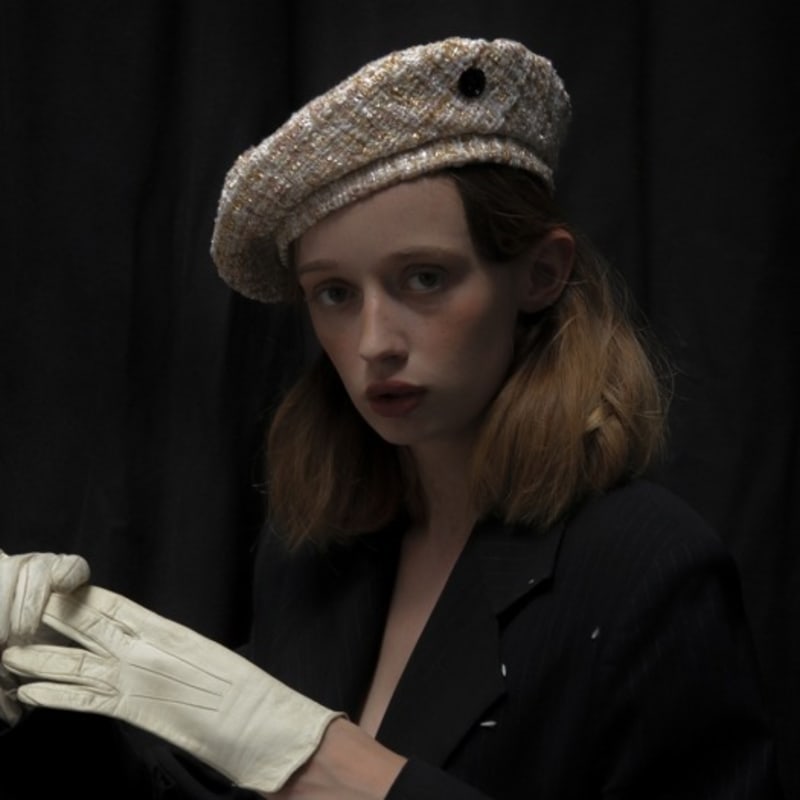 poesiedame tweed beret_beige