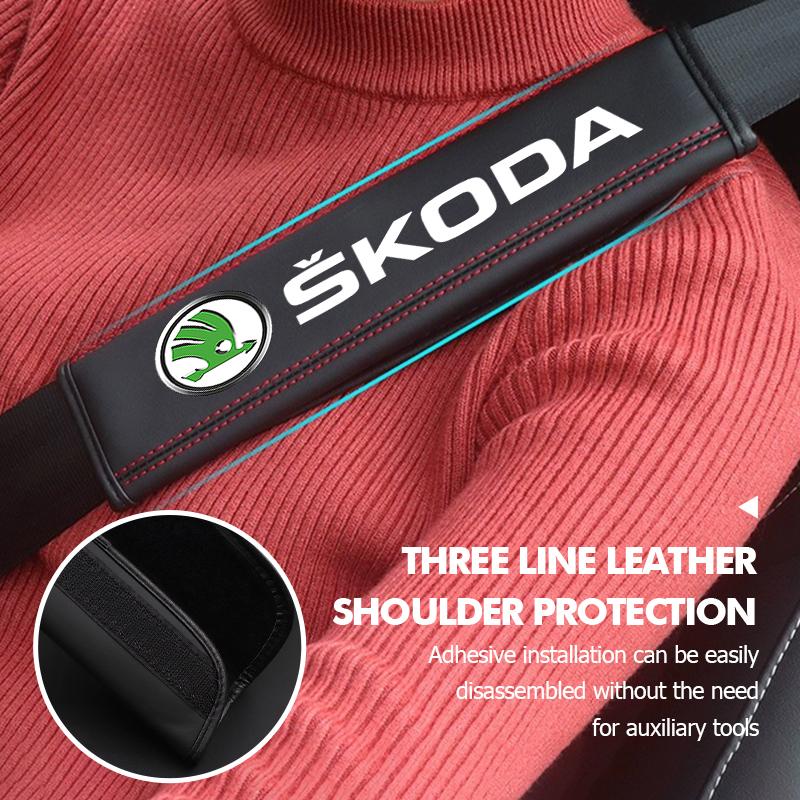 AAAJF1 1/2PCS Car Seat Belt Safety Belt Shoulder Cover Auto Accessories For Skoda Octavia Superb RAPID FABIA KAMIQ KAROQ KODIAQ YETI
