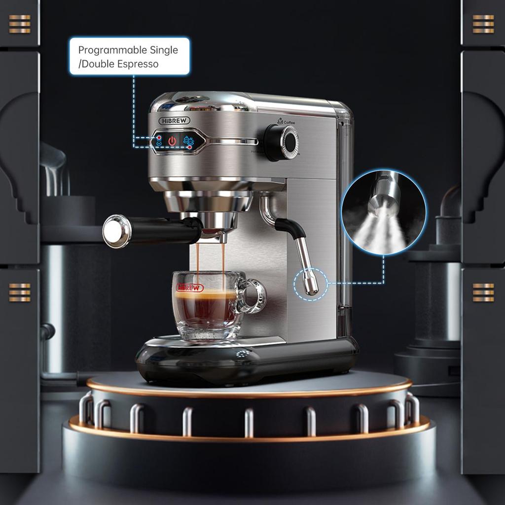 Semi-Automatic Coffee Machine Hibrew 19 Bar 1.1L Water Tank, Hot and Cold Extraction Espresso and Cappuccino Machine H11