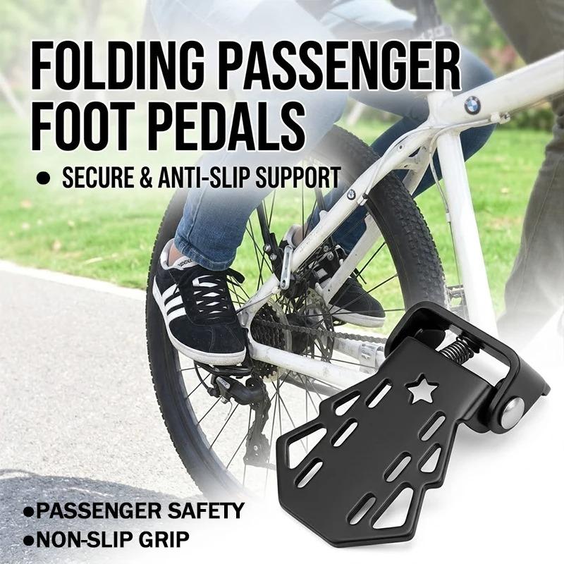 1Pair Foldable Rear Foot Peg Anti-slip Safety Passenger Foot Support Bicycle Backseat Durable MTB Replacement Accessories