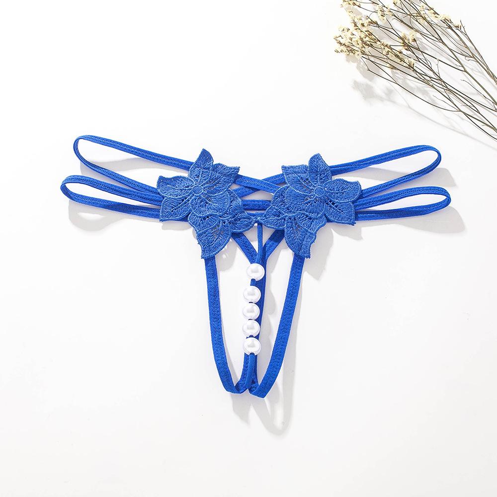 Plus Size Open Crotch T-Panties with Removable Pearl Massage Beads