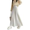 High Waist Autumn/Winter Pleated A-line Knit Skirt with Slimming Design