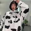 Damska modna bluza z kapturem z nadrukiem krowy Pulower Jesień Zima Bluzy z kapturem-rozmiar M