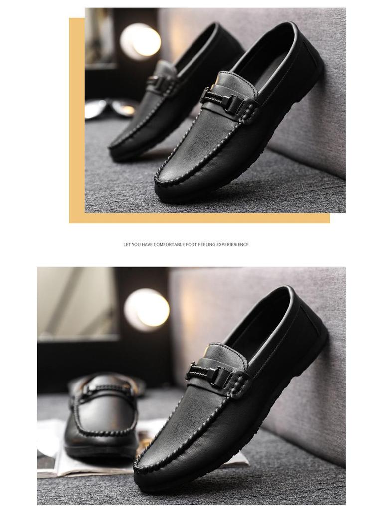 Men's Summer 2025 British-Style Casual Leather Loafers - Soft Sole, Trendy One-Step Drive Shoes