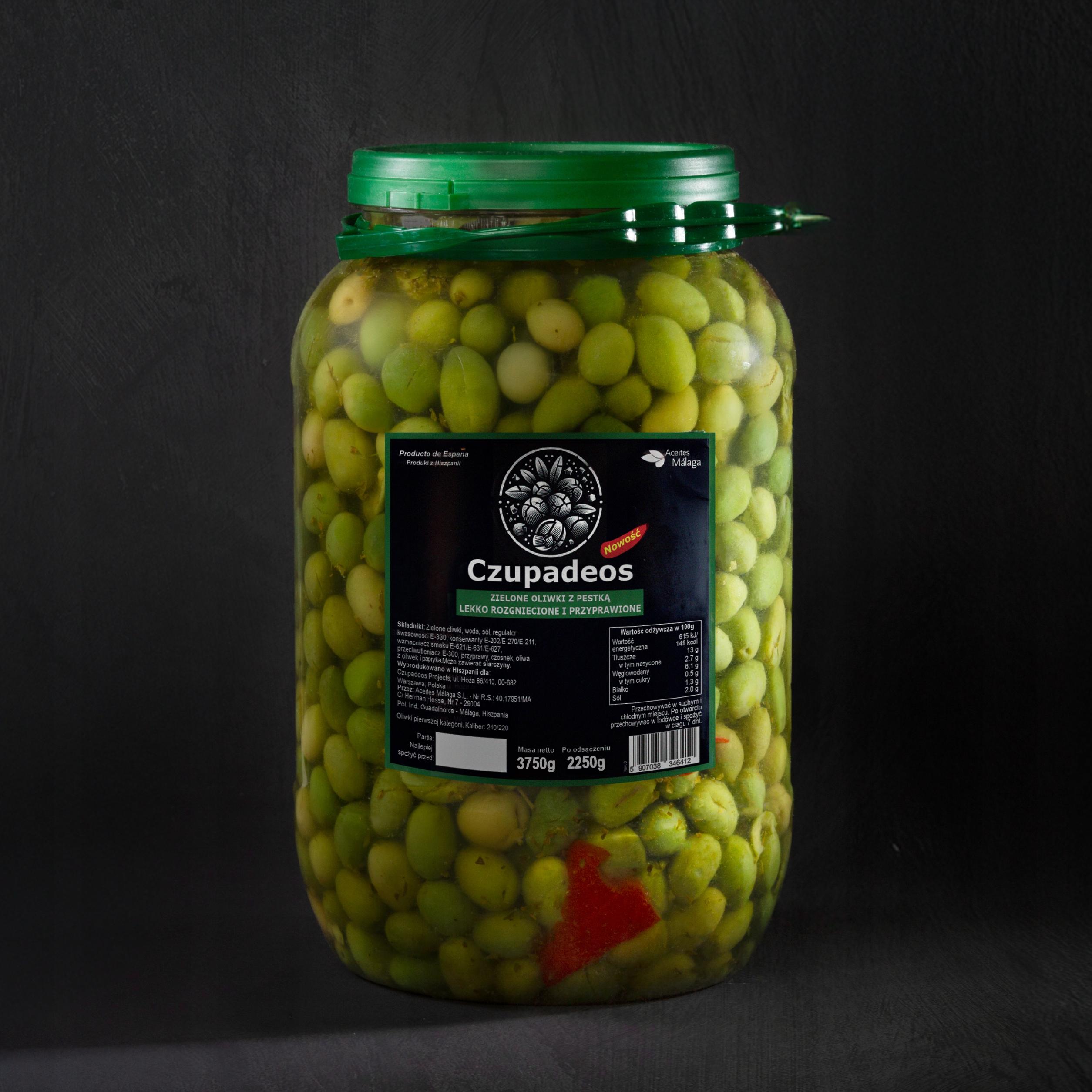 Olives Vertes CHUPADEOS 2250g - TAPAS, légèrement concassées, assaisonnées