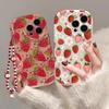 Strawberry Fruit Wrist Chain Phone Case For Motorola Moto Edge 50 Fusion Pro Ultra G84 G14 G75 G35 G05 G15 G22 G24 G54 G34 E13