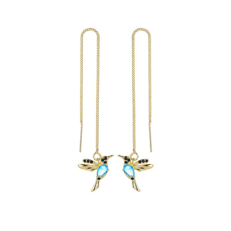 

2025 Chic Colorful Bird Pendants Ear Line For Women Elegant Crystal Girl Drop Tassel Earring Ladies Zircon pendientes mujer